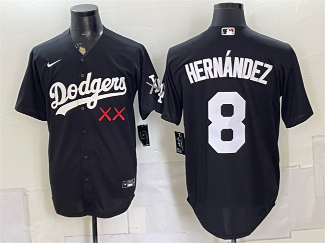 Men's Los Angeles Dodgers x KAWS #8 Enrique Hernández Black Vapor Premier Limited Stitched Baseball Jersey